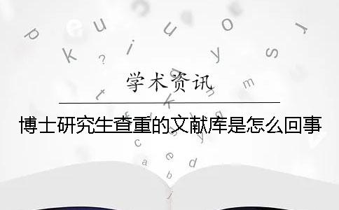 博士研究生查重的文献库是怎么回事