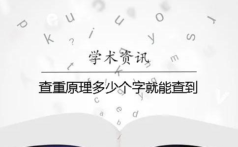 查重原理多少个字就能查到