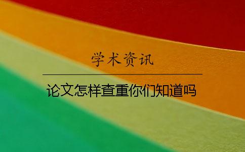 论文怎样查重你们知道吗